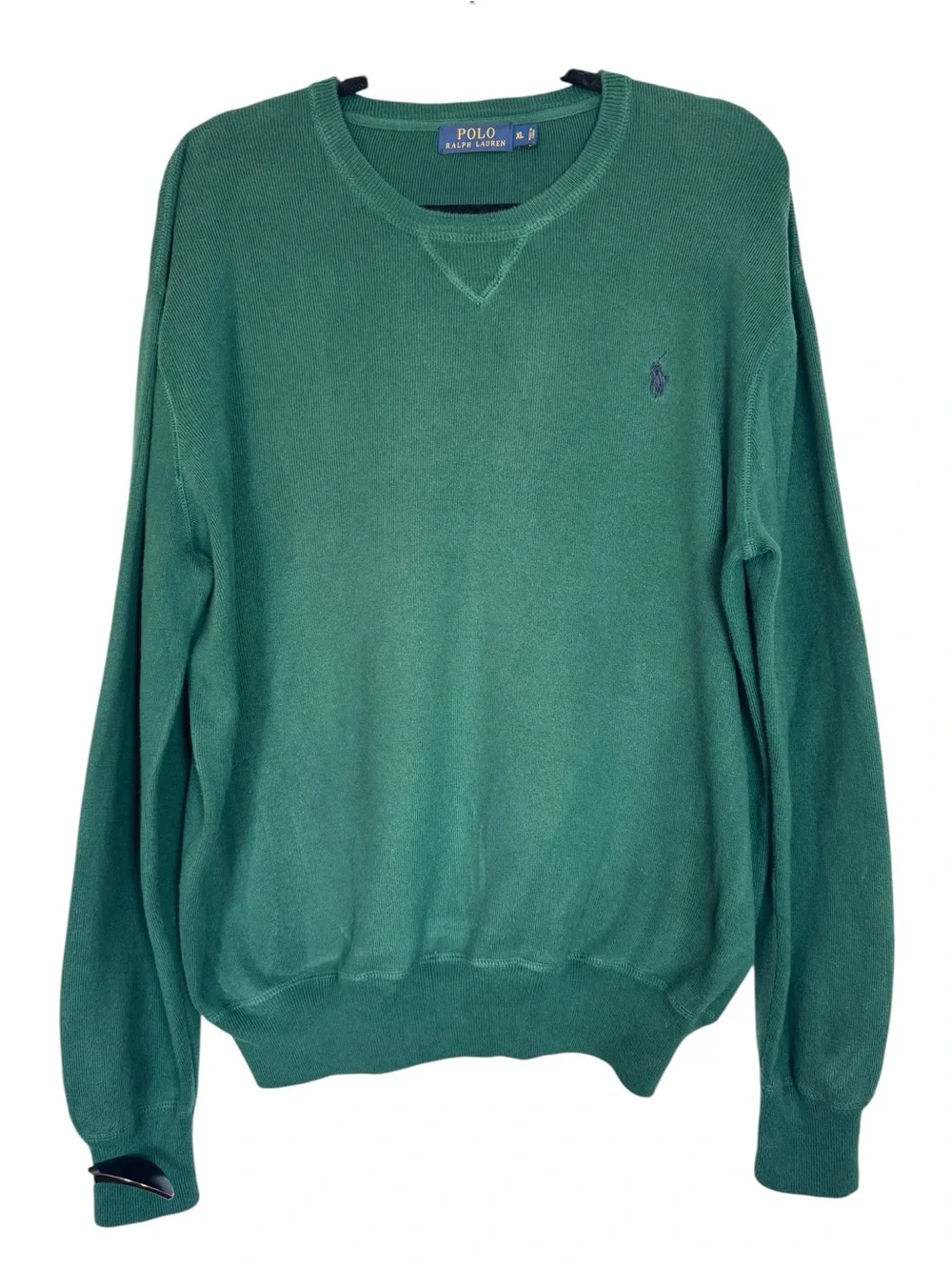 Polo by Ralph Lauren Forest Green Crewneck Ribbed 100% Cotton XL Sweater